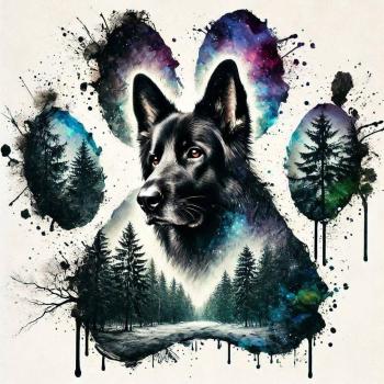 Mystische Pfote mit Schäferhund